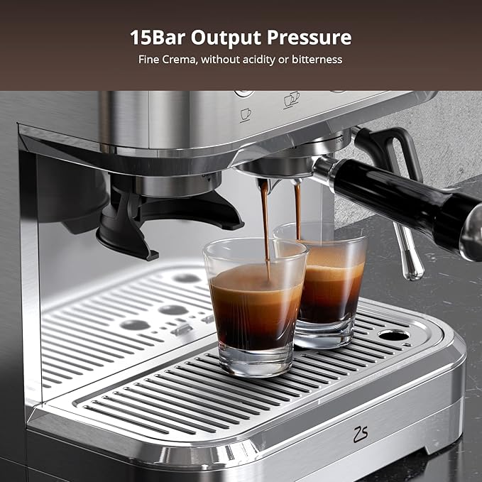 Professional Espresso Machine with Built-In Grinder and Milk Frother 15 Bar Cappuccino and Latte Maker Gift for Coffee Enthusiasts Mom Dad