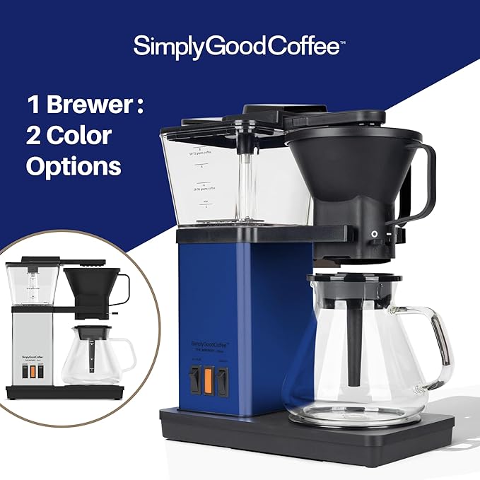 SimplyGoodCoffee Coffee Maker/Coffee Machine. 8 Cup Automatic Drip Pour Over Coffee Brewer With Vinyl Wrap Custom Kit. Easy To Use Gold Cup Standard. Navy Blue
