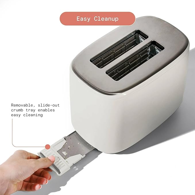2 Slot Toaster with Touch Display Adjustable Browning Wide Slots White