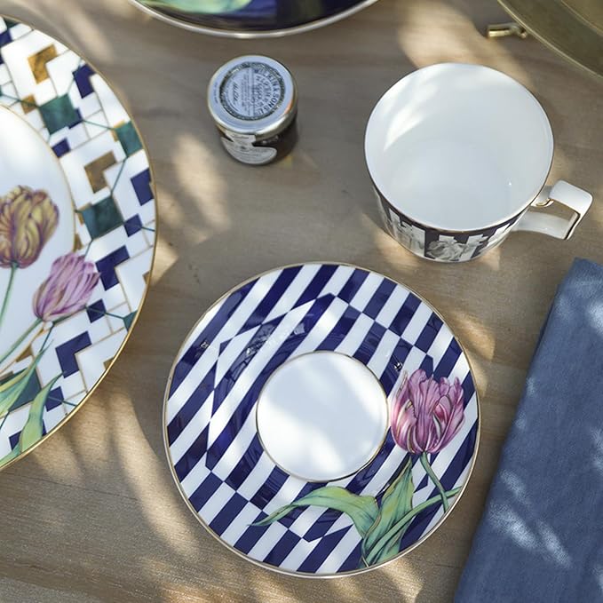 European Style Dinnerware Set Service for 4 Bone China Dinnerware Sets Unbreakable Porcelain Dinner Sets Coffee Cup and Saucer Tableware Set Steak Dinner Plates Dish Set tulip