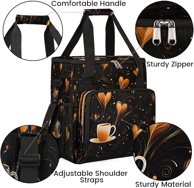 Funny Coffee Time Coffee Maker Carrying Bag for Keurig K-Mini or K-Mini Plus Storage Portable Coffee Maker Travel Bag