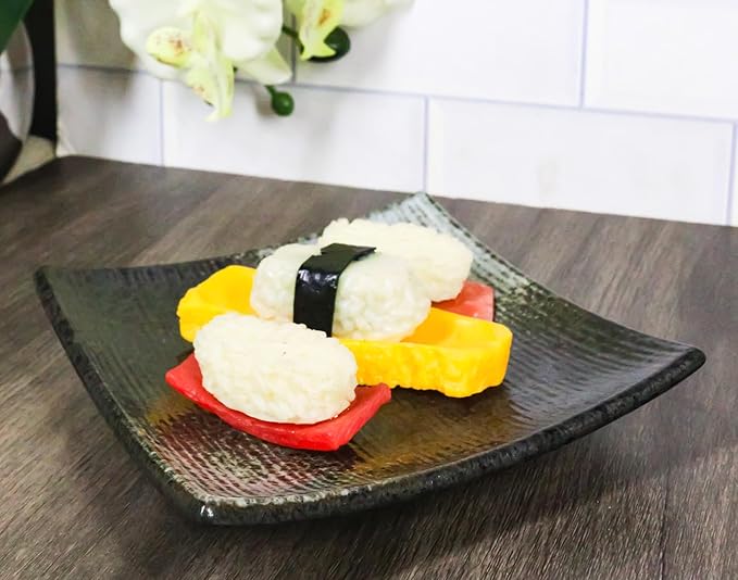 Ebros Gift Artistic Charcoal Grey Tone Hakumu Collection Dinnerware Serveware Kitchenware Set Asian Japanese Restaurant Supply (Pack Of 5 Square Appetizer Dessert Salad Plates)