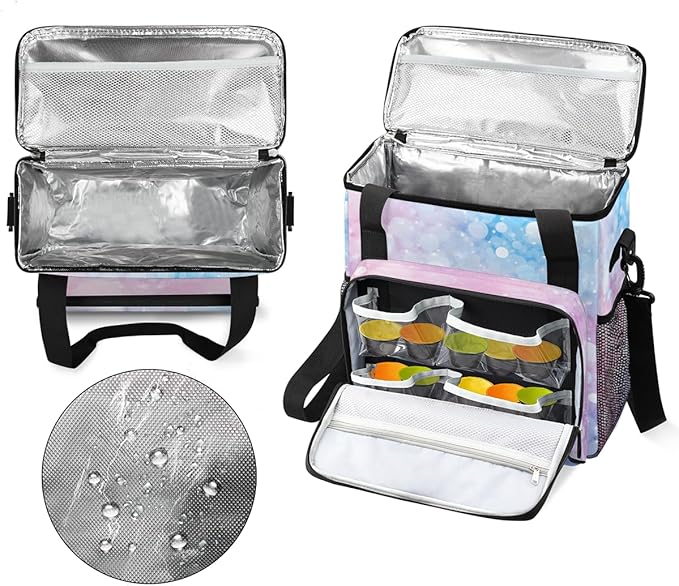 Pink Blue Glitter Coffee Maker Carrying Bag Portable Travel Storage Tote Bag Compatible with K-Mini or K-Mini Plus Single Serve Coffee Brewer Carrying Case with Multiple Pockets &amp Shoulder Strap