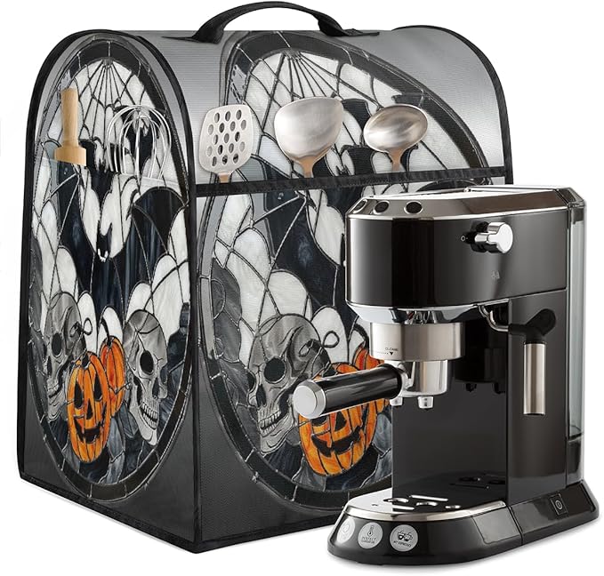 cfpolar Kitchen Aid Mixer Cover Compatible with 6-8 Quarts Halloween Skull Pumpkin Bat Stand Mixer Cover Kitchen Aid Mixers Accessories Appliance Organizer Bag Dust Covers with Zipper Pocket