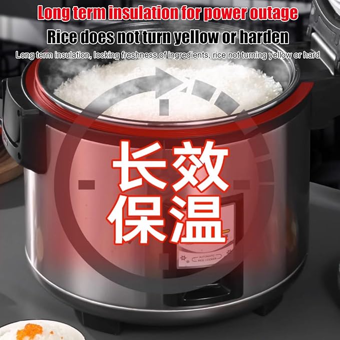 Commercial Rice CookerHousehold Large Stainless Steel Rice Cookerwith Ceramic Glaze Non Stick Inner PotMeasuring Cup &amp Scoop Rice Cooker10L-1600W10L-1600W