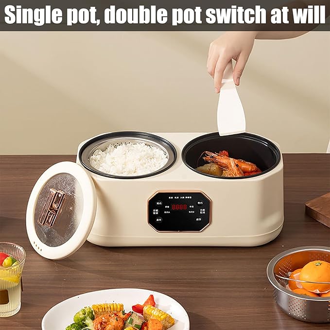 3.4L Double Spelling Rice Cooker Electric Multi-functional Double-liner Hotpot Pot Double Slow Cooker with 1 Steamer