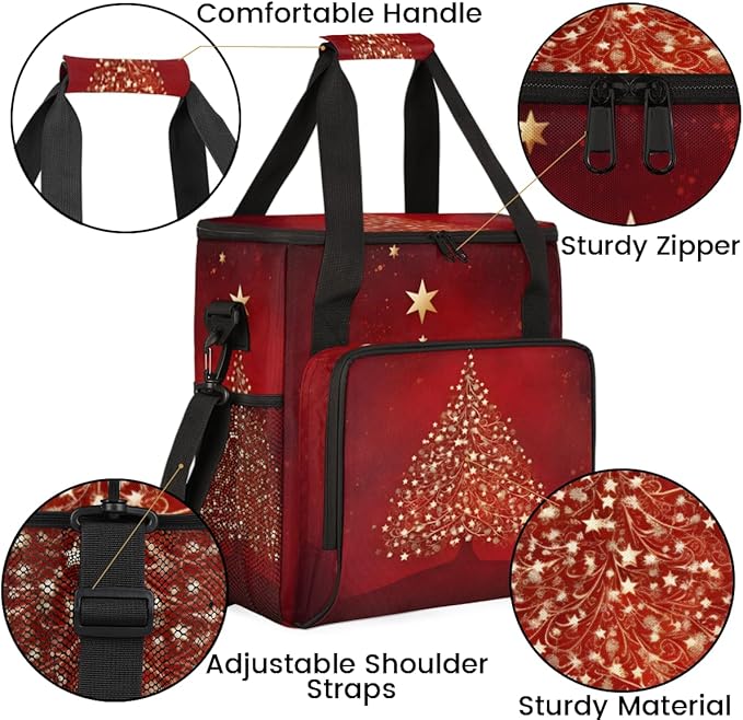 Christmas Tree Coffee Maker Carrying Bag Bright Tree Travel Storage Bag Compatible with K-Mini or K-Mini Plus Single Serve Coffee Brewer Carrying Case with Multiple Pockets &amp Shoulder Strap