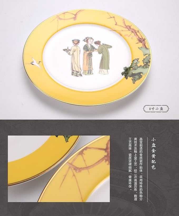 European Style Dinnerware Set Service for 6 Bone China Dinnerware Sets Unbreakable Porcelain Dinner Sets Coffee Cup and Saucer Tableware Set Steak Dinner Plates Dish Set The portrait of a lady-3