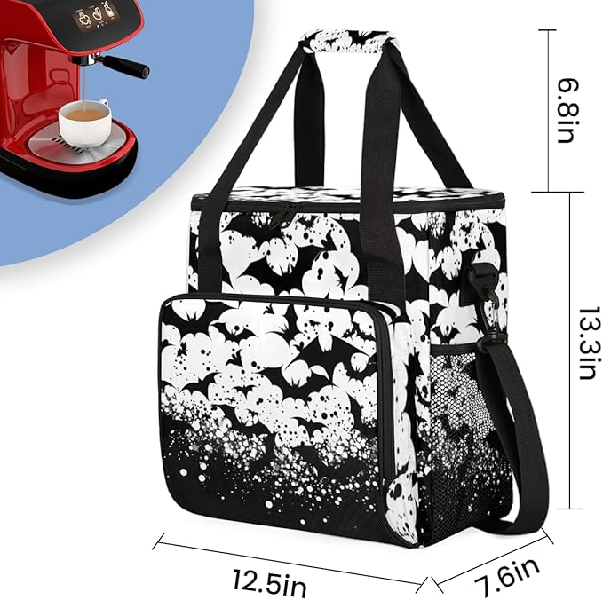 Magical Bat Coffee Maker Carrying Bag Dreamy Bat Travel Storage Bag Compatible with K-Mini or K-Mini Plus Single Serve Coffee Brewer Carrying Case with Multiple Pockets &amp Shoulder Strap