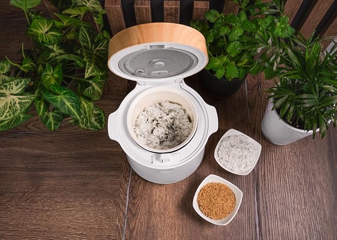 Concept RE3030 Multifunctional Rice Cook Cooker 1.5L | 9 Programs | LED Touch Screen - Heat Keeping Function and Integrated Timer | Healthy Steam Cooking | Wood White