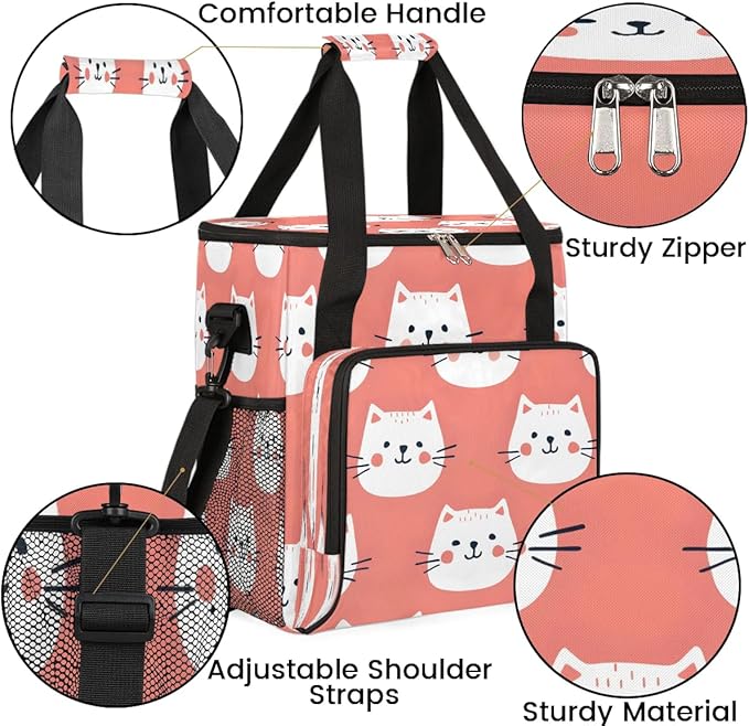 Cute Face Cats Coffee Maker Carrying Bag for Keurig K-Mini or K-Mini Plus Storage Portable Coffee Maker Travel Bag