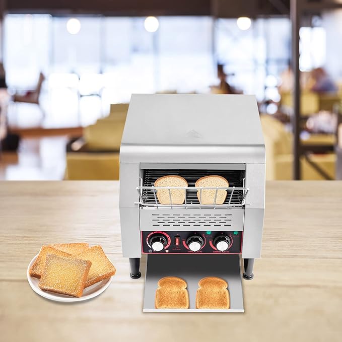 2200W Commercial Toasters Stainless Steel Toaster Heavy-Duty Conveyor Toaster 1-7 Levels Adjustable for Bun Bagel Bread Baked Food (2200W/300 pieces)