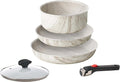 Guzzini ChefLine Marble Set of 5 Pans (24 cm and 28 cm) Casserole 20 cm Lid (20 cm) and Removable Handle