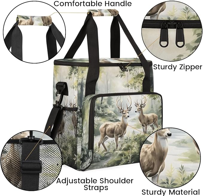 Abstract Elk Coffee Maker Carrying Bag Forest Elk Travel Storage Bag Compatible with K-Mini or K-Mini Plus Single Serve Coffee Brewer Carrying Case with Multiple Pockets &amp Shoulder Strap