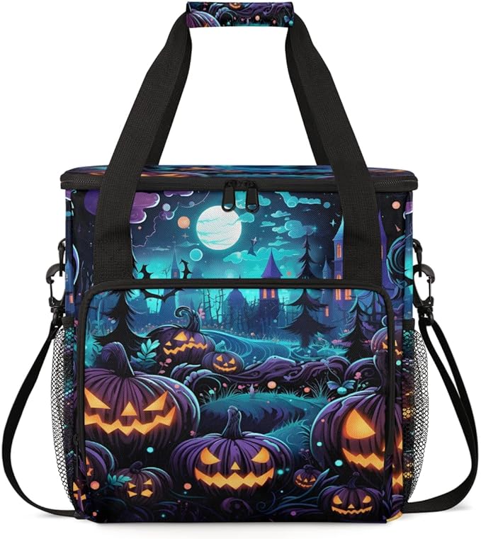 Moon Castle Halloween Pumpkin Coffee Maker Carrying Bag Travel Storage Bag Compatible with K-Mini or K-Mini Plus Single Serve Coffee Brewer Carrying Case with Multiple Pockets &amp Shoulder Strap
