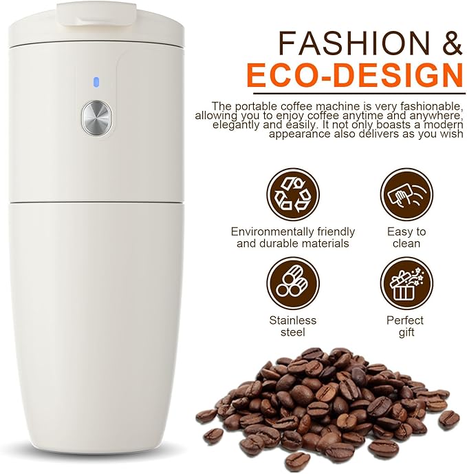 Self-Heating Electric Coffee Maker Cup Portable Mini Coffee Maker Compact Design for Camping Hiking Traval
