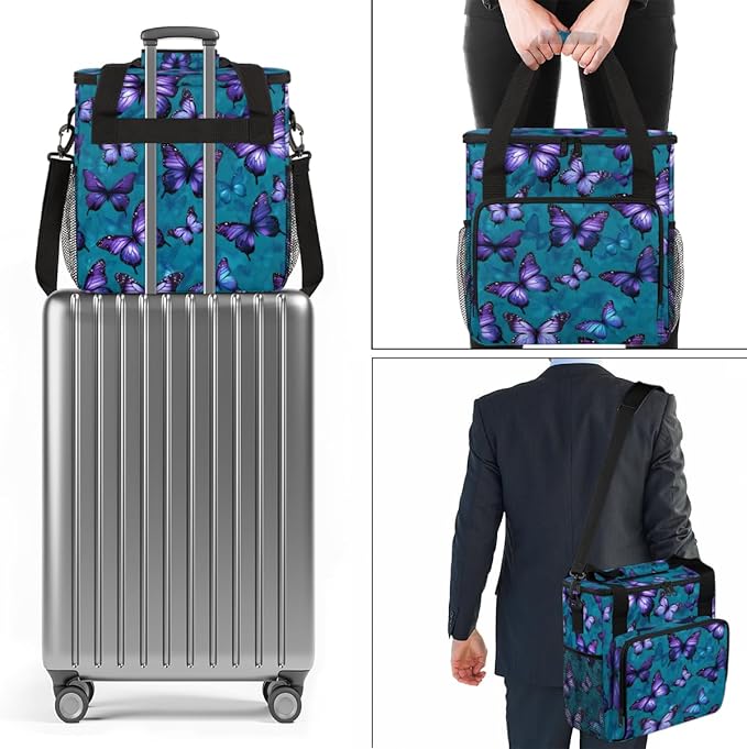 Watercolor Butterfly Coffee Maker Carrying Bag Mystic Butterfly Travel Storage Bag Compatible with K-Mini or K-Mini Plus Single Serve Coffee Brewer Carrying Case with Pockets &amp Shoulder Strap
