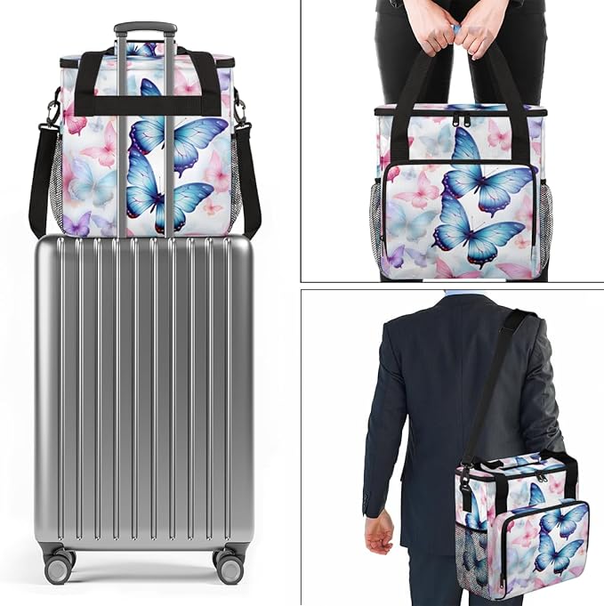 Colorful Butterfly Coffee Maker Carrying Bag Abstract Butterfly Travel Storage Bag Compatible with K-Mini or K-Mini Plus Single Serve Coffee Brewer Carrying Case with Pockets &amp Shoulder Strap