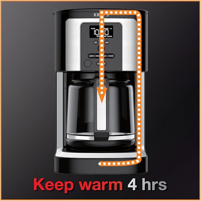 KRUPS EC322 14-Cup Programmable Coffee Maker Professional Permanent Gold-Tone Thermobrew Technology Black