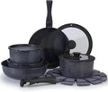 Black 15Pcs Pots and Pans Set Nonstick Kitchen Cookware Set with Removable Handle Stackable Healthy Non Stick Cookware Set Oven Safe &amp PFOA Free