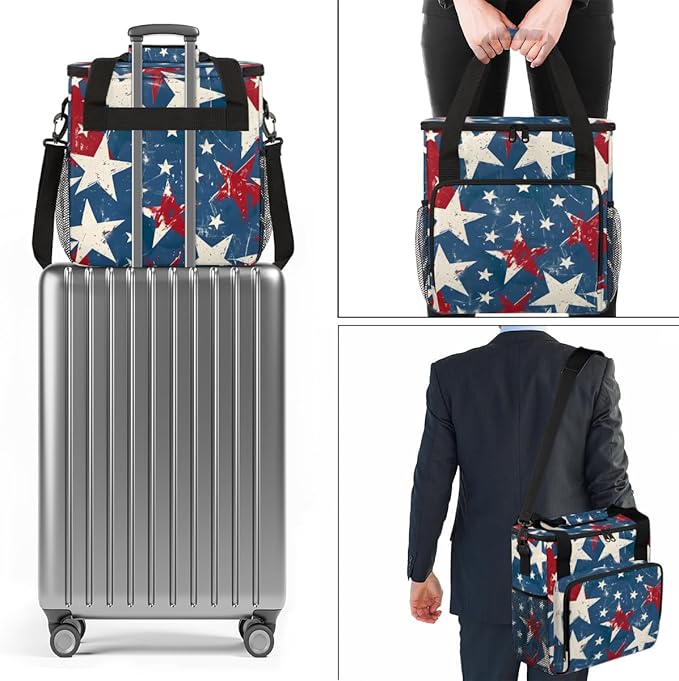 4th of JulyFestivities Coffee Maker Carrying Bag Travel Storage Bag Compatible with K-Mini or K-Mini Plus Single Serve Coffee Brewer Carrying Case with Multiple Pockets &amp Shoulder Strap