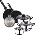 Cookware Set 5 Pieces Stainless Steel + 3-Piece Pan Set Diameter 16 x 20 x 24 cm Pressed Aluminium Metallic Grey