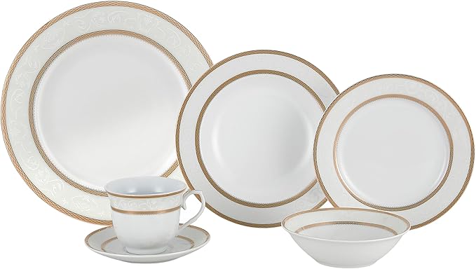 Porcelain Dinnerware Set 24 Piece Service for 4 by Lorren Home Trends: Amelia Design