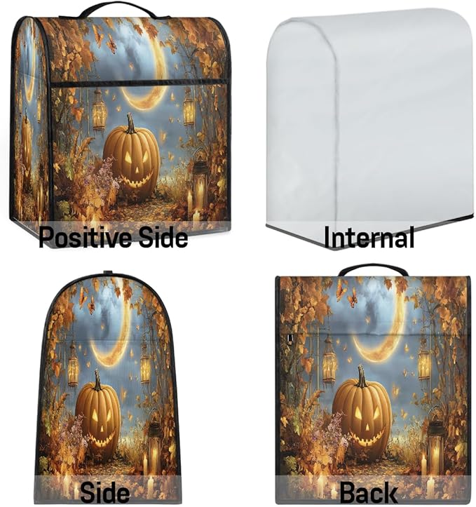 cfpolar Kitchen Aid Mixer Cover Compatible with 6-8 Quarts Fall Pumpkin Maple Leaves Stand Mixer Cover Kitchen Aid Mixers Accessories Appliance Organizer Bag Dust Covers with Zipper Pocket