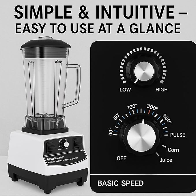 Professional Blender 1600W Commercial Smoothie Maker for Kitchen 2L Countertop Blender for Crushing Ice Frozen Fruit Soup Juice Milkshakes Adjustable Speed