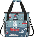 Cartoon Lighthouse Ship Coffee Maker Travel Bag for Keurig K-Mini/K-Mini Plus Insulated Waterproof Tote with Pockets for K-Cup Portable Single-Serve Brewer Case