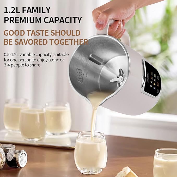 Diydeg 8 in 1 Nut Milk Maker Machine 12L Automatic Soy Milk Maker Countertop Blender with Stainless Steel Blades and Self Clean for Homemade Almond Oat Coconut and Juice (US Plug 110V)