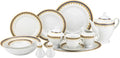 57-Piece Porcelain Dinnerware Set – Super White Premium Tableware Service for 8 Plates Bowls Cups &amp Serving Pieces Dishwasher Safe Gift-Boxed