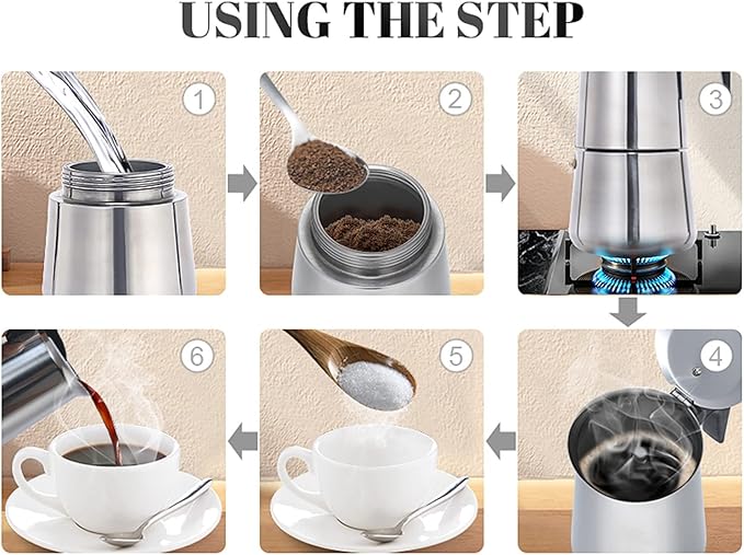 Atyhao Electric Coffe MakerElectric Coffeemaker Pots Food Grade Stainless Steel Pot for Home and Outdoor Camping (300ml)