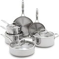 GreenPan Valencia Pro Tri-Ply Stainless Steel 10 Piece Cookware Set Induction Ready Pots &amp Pans Mirror Finish Dishwasher &amp Oven/Broiler Safe to 600F Compatible with All Cooktops