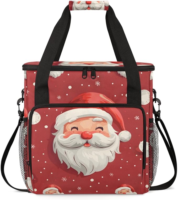 Cute Santa Claus Coffee Maker Carrying Bag Watercolor Santa Claus Travel Storage Bag Compatible with K-Mini or K-Mini Plus Single Serve Coffee Brewer Carrying Case with Pockets &amp Shoulder Strap