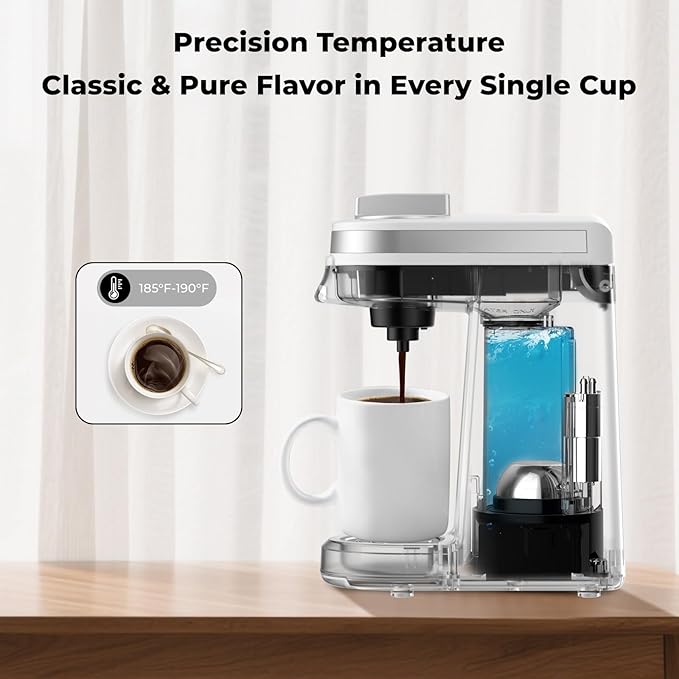 CHULUX Mini Coffee Maker for K Capsule Single Serve Coffee Maker for One Cup Americano Lightweight Pod Coffee Machine Pearl White