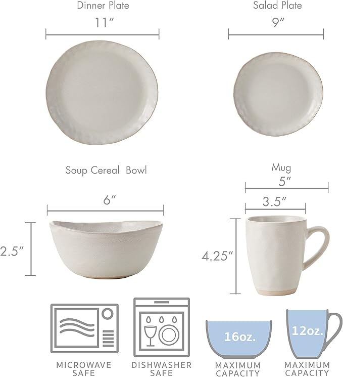 Mikasa Cora 16 Piece Dinnerware Set Service For 4 Cream