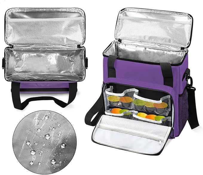 Dark Purple Coffee Maker Carrying Bag Waterproof Insulated Leakproof Cooler Bag Portable Storage Tote Bag Organizer With Shoulder Strap