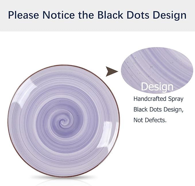 Selamica Ceramic 16-Pieces Dinnerware Set Ceramic Dishes Set for 4 Kitchen Plates and Bowls Sets Dinner Plates Set Spray Black Dots Gradient Color