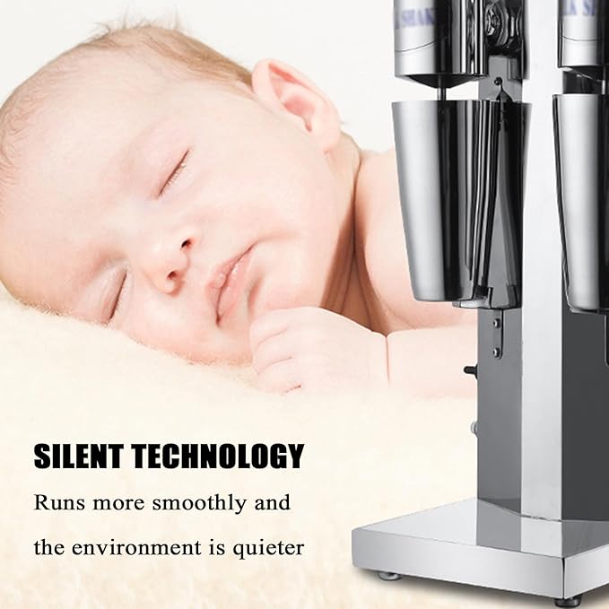 Electric Double-head Milk Shaker Machine Commercial Milkshake Maker Machine Drinks Mixer Speed 18000W/min Base Height 50mm for Protein Shakes and Mixing Cocktail
