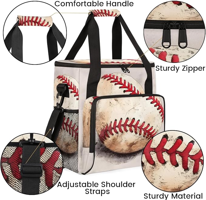 Oil Painting Baseball Coffee Maker Carrying Bag Graffiti Baseball Travel Storage Bag Compatible with K-Mini or K-Mini Plus Single Serve Coffee Brewer Carrying Case with Pockets &amp Shoulder Strap