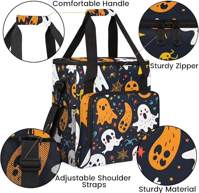 Mystical Spooky Ghosts Coffee Maker Carrying Bag Travel Storage Bag Compatible with K-Mini or K-Mini Plus Single Serve Coffee Brewer Carrying Case with Multiple Pockets &amp Shoulder Strap