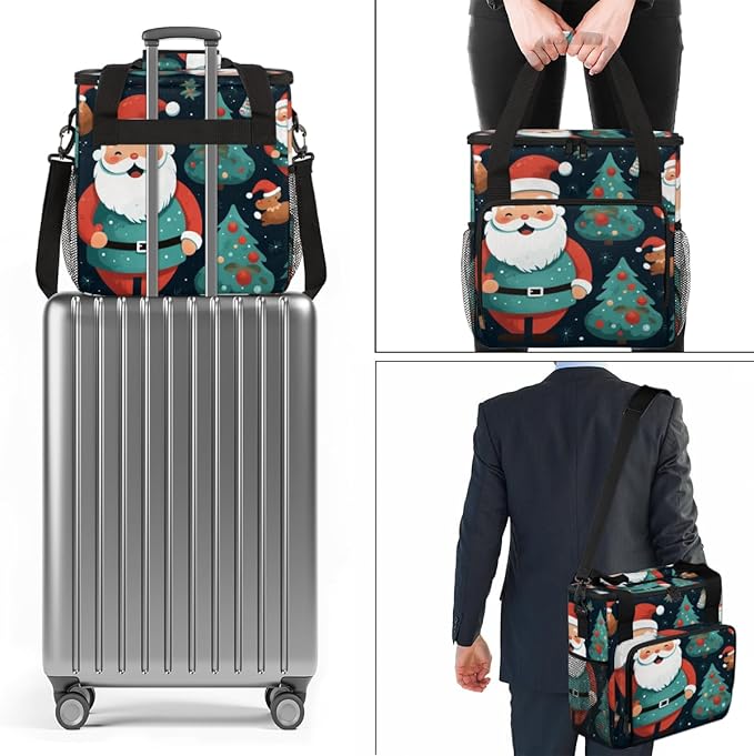 Xmas Santa Claus Coffee Maker Carrying Bag Magical Santa Claus Travel Storage Bag Compatible with K-Mini or K-Mini Plus Single Serve Coffee Brewer Carrying Case with Pockets &amp Shoulder Strap