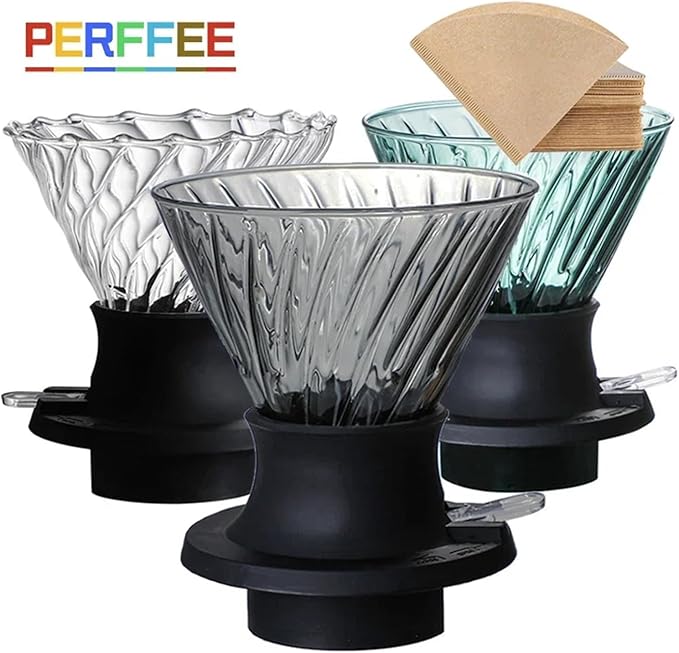 Immersion Dripper Coffee Maker Set Glass 02 Dripper Pour Over Coffee Making Set Immersion Dripper Switch Drip Coffee Accessories(V02 Set-Transprent)