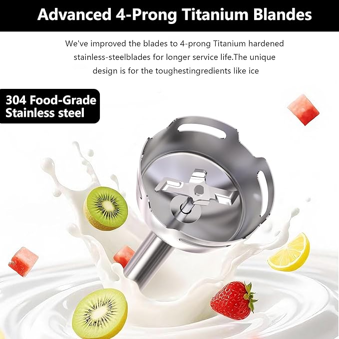 immersion blender corded electric stick mixer 1000W dual-speed motor 12 adjustable speeds comes with a measuring cup suitable for baby food purees and soups