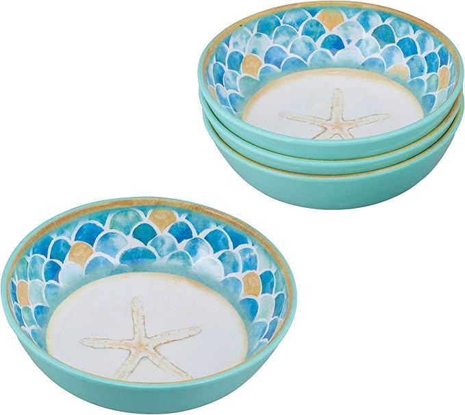 Supreme Housewares 12-Piece Melamine Dinnerware Set Includes Dinner Plates Salad Plates Bowls Service for 4. (Mermaid)