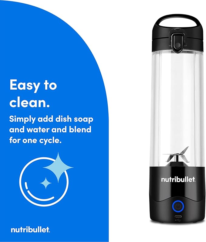 nutribullet Portable Blender Cordless 20oz Vessel Personal Blender USB-C Rechargeable Black NBPB50100K