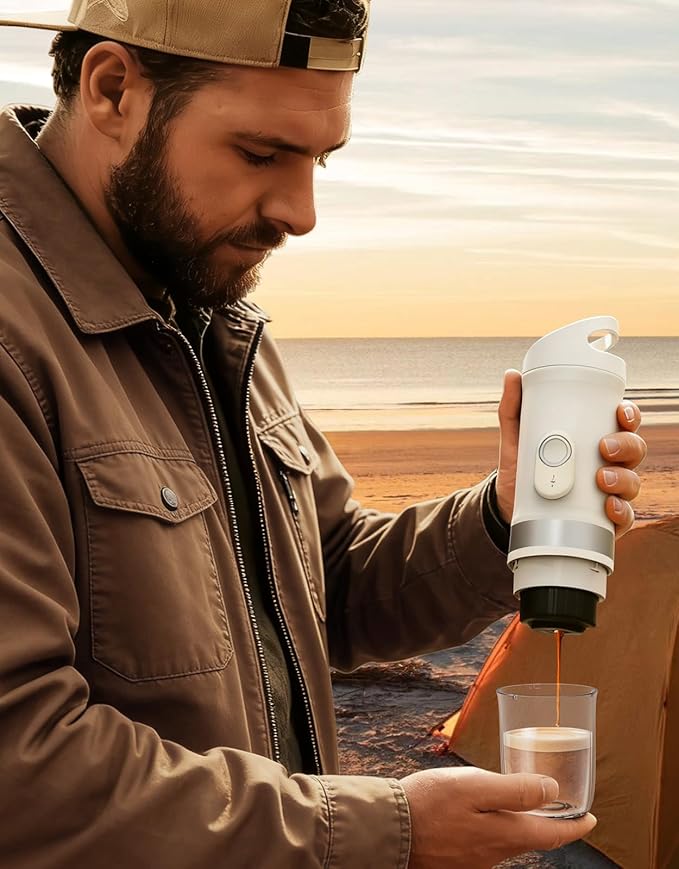 Portable Electric Espresso Machine 3 IN 1 Self-Heating Travel Coffee Maker for Ground Coffee NS Capsule&ampDG Capsule 20 Bar Portable Coffee Maker with 9600mAh Battery for RV/Hiking/Office/Camp