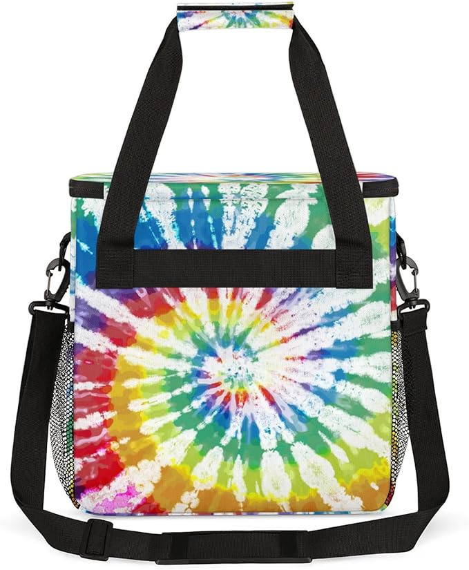 Tie-Dye Coffee Maker Travel Bag for Keurig K-Mini/K-Mini Plus Insulated Waterproof Tote with Pockets for K-Cup Portable Single-Serve Brewer Case