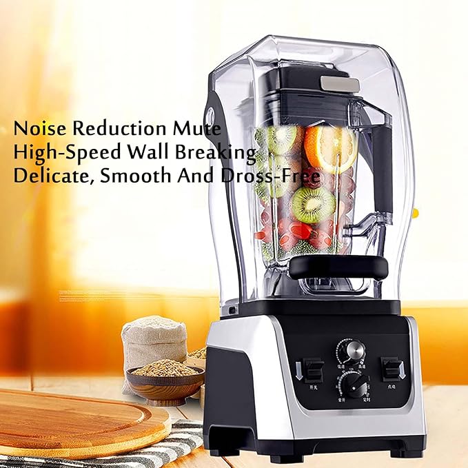 Smoothie Blender Commercial Blender with Soundproof Shield With Timing Function Adjustable Speed 2.5l Large Capacity for Crushing Ice Smoothie Puree Restaurant Bar Coffee Shop